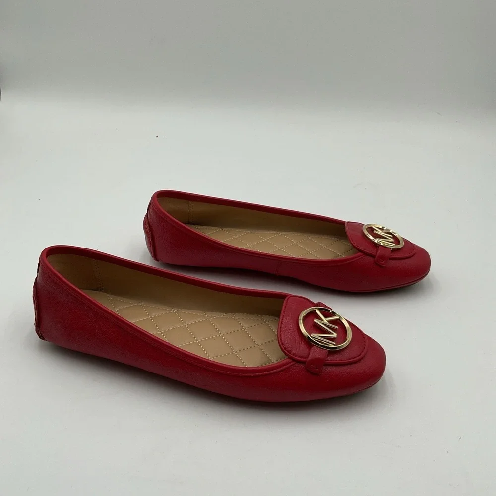 Michael Kors Lillie Moccasin Womens 6.5M Flats Red Slip On MK Logo